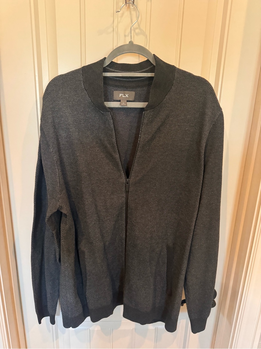 FLX Men's Dark Charcoal Zip Sweater